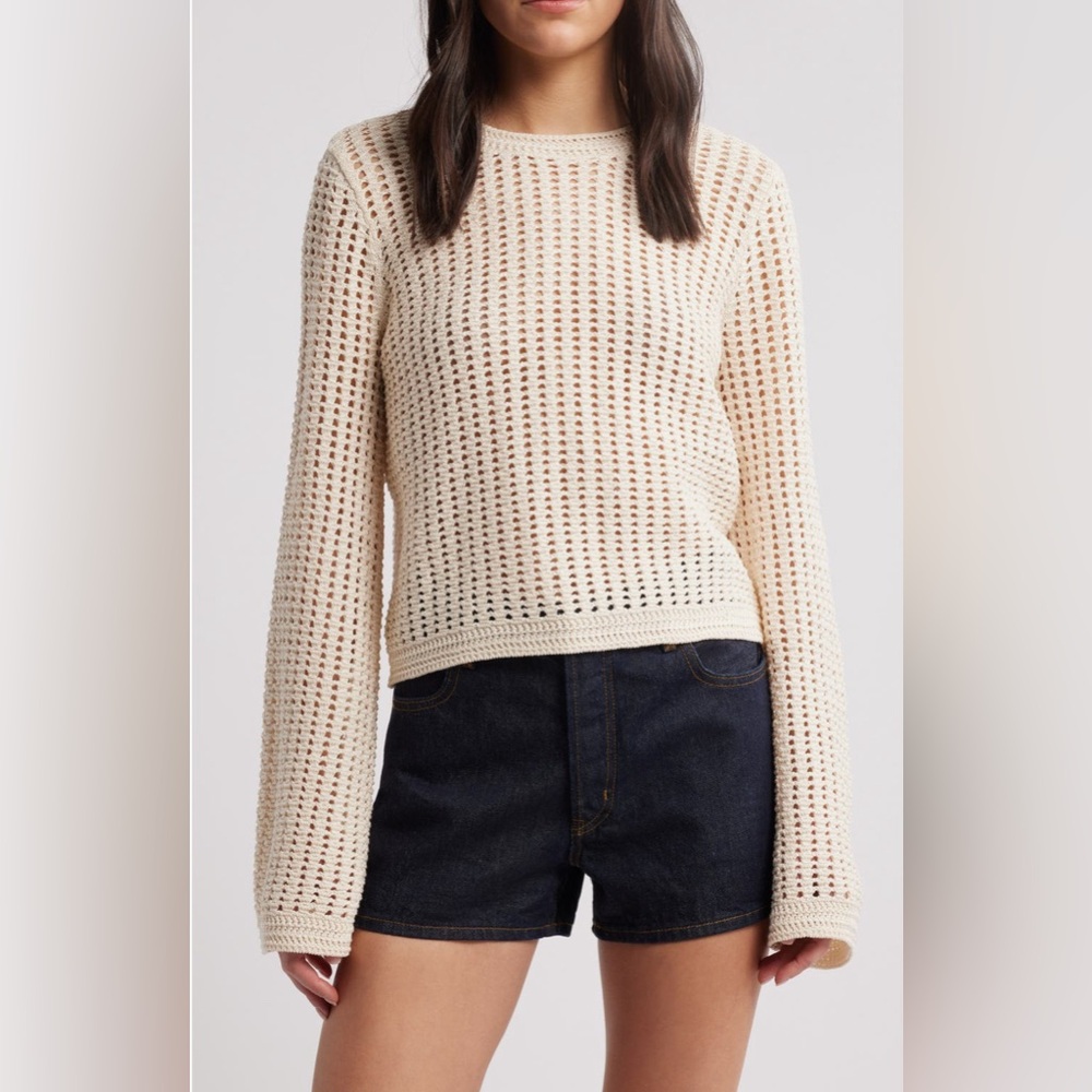 FRAME Open Stitch Bell Sleeve SweaterXL